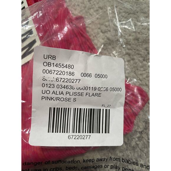 NWT Urban Outfitters Womens Small Barbie Y2K Alia Plisse Flare Pants Pink New - Picture 9 of 13